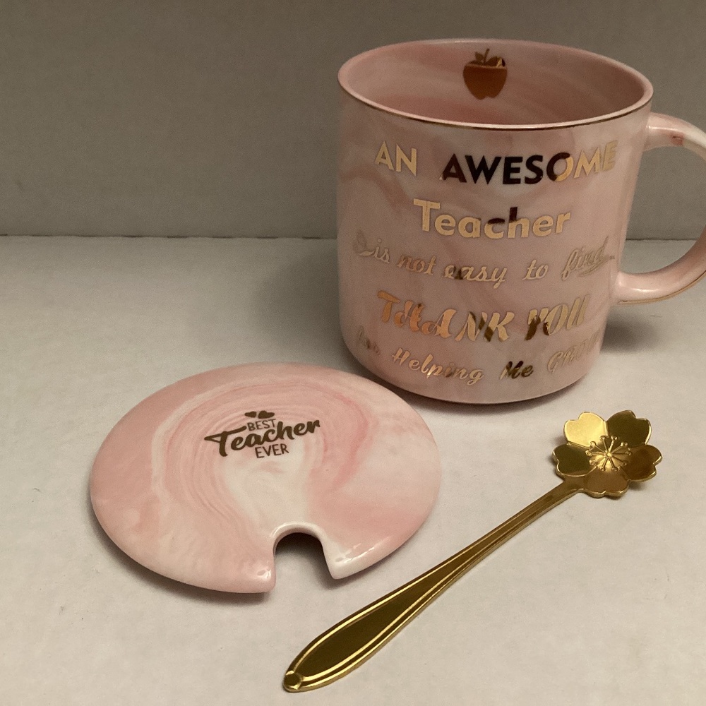 Pink Marble Ceramic Coffee cup, Teacher Application Gift Teacher CupFor Teacher